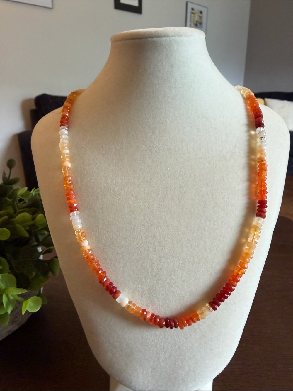 Ombré Fire Opal Beaded Necklace